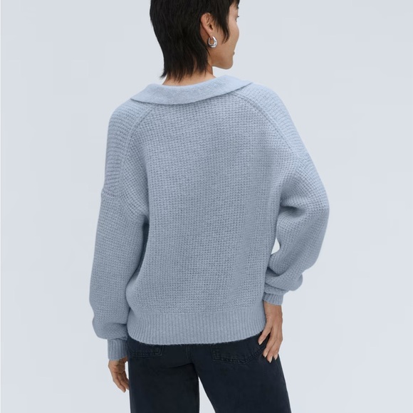 EVERLANE Alpaca Waffle Stitch Polo Sweater - Picture 2 of 7